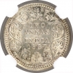 Silver Two Annas Coin of Victoria Empress of Calcutta Mint of 1887.