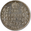 Silver Two Annas Coin of King Edward VII of Calcutta Mint of 1909.