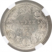 Silver Quarter Rupee Coin of Victoria Empress of Calcutta Mint of 1884.