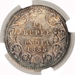 Silver Quarter Rupee Coin of Victoria Empress of Calcutta Mint of 1885.