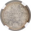 Silver Quarter Rupee Coin of Victoria Empress of Calcutta Mint of 1891.