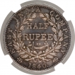 Silver Half Rupee Coin of Victoria Queen of Calcutta Mint of 1840.