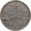 Silver Half Rupee Coin of Victoria Empress of Bombay Mint of 1886.