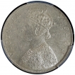 Silver One Rupee Coin of Victoria Queen of Bombay Mint of 1862.