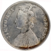 Silver One Rupee Coin of Victoria Queen of Bombay Mint of 1862.