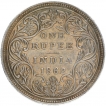 Silver One Rupee Coin of Victoria Queen of Bombay Mint of 1862.