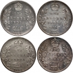 Silver One Rupee Coins of King Edward VII of Calcutta and Bombay Mint of 1904, 1906, 1907 and 1909.