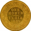 Gold One Mohur Coin of Victoria Empress of Calcutta Mint of 1889.