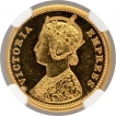 Gold Five Rupees Coin of Victoria Empress of Bombay Mint of 1879.