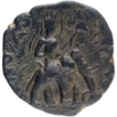 Copper Tetradrachma Coin of Huvishka of Kushan Dynasty of Elephant Rider type.