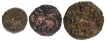 Set of Three Copper Coins of Krishnaraja Wadiyar III of Mysore.