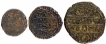 Set of Three Copper Coins of Krishnaraja Wadiyar III of Mysore.