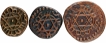 Set of Three Copper Cash Coins of Uthram Thirunal Marthanda Verma of Travancore.