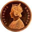 Copper Half Anna Proof Coin of Victoria Empress of Bombay Mint of 1877.