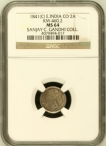 Silver Two Annas Coin of Victoria Queen of Calcutta Mint of 1841.