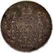 Silver Two Annas Coin of King Edward VII of Calcutta Mint of 1909.