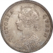 Silver Quarter Rupee Coin of Victoria Queen of Calcutta Mint of 1876.