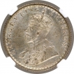 Silver Quarter Rupee Coin of King George V of Calcutta Mint of 1926.