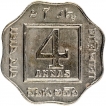 Cupro Nickel Four Annas Coin of King George V of Bombay Mint of 1921.