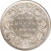 Silver Half Rupee Coin of Victoria Empress of Bombay Mint of 1884.