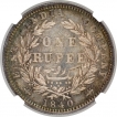 Silver One Rupee Coin of Victoria Queen of Madras Mint of 1840.