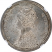 Silver One Rupee Coin of Victoria Queen of Calcutta Mint of 1862.