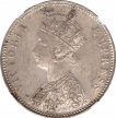 Silver One Rupee Coin of Victoria Empress of Bombay Mint of 1877.