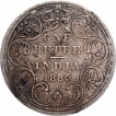 Silver One Rupee Coin of Victoria Empress of Bombay Mint of 1885.