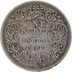 Silver One Rupee Coin of Victoria Empress of Bombay Mint of 1887.