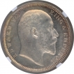 Silver One Rupee Coin of King Edward VII of Calcutta Mint of 1909.