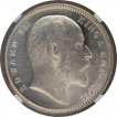 Silver One Rupee Coin of King Edward VII of Calcutta Mint of 1910.