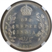 Silver One Rupee Coin of King Edward VII of Calcutta Mint of 1910.