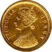 Gold One Mohur Coin of Victoria Queen of Calcutta Mint of 1862.