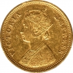 Gold One Mohur Coin of Victoria Empress of Calcutta Mint of 1881.