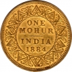 Gold One Mohur Coin of Victoria Empress of Calcutta Mint of 1884.