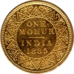 Gold One Mohur Coin of Victoria Empress of Calcutta Mint of 1885.