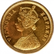 Gold One Mohur Coin of Victoria Empress of Calcutta Mint of 1885.