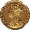 Gold One Mohur Coin of Victoria Empress of Calcutta Mint of 1891.