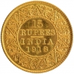 Gold Fifteen Rupees Coin of King George V of Bombay Mint of 1918.