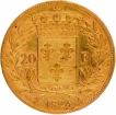 Gold Twenty Francs Coin of Louis XVIII of France of 1824.