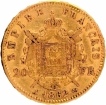 Gold Twenty Francs Coin of Nepoleon III of France of 1862