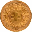 Gold Twenty Francs Coin of Switzerland of 1947.