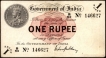 One Rupee Note of King George V Signed by M.M.S. Gubbay of 1917 of Bombay Circle.