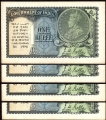 Consecutive One Rupee Notes of King George V Signed by J.W. Kelly of 1935.