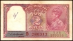 Two Rupees Bank Note of King George VI Signed by C.D. Deshmukh of 1949.