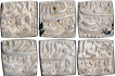 Lot of Six Silver Square Rupee Coins of Akbar of Tatta Mint of Different Months.