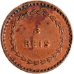 Copper Three Reis Coin of Luiz I of Colonial Coinage of Indo Portuguese. Copper Three Reis Coin of Luiz I of Colonial Coinage of Indo Portuguese.