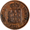 Copper Ten Reis Coin of Luiz I of Colonial Coinage of Indo Portuguese. Copper Ten Reis Coin of Luiz I of Colonial Coinage of Indo Portuguese.