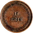 Copper Ten Reis Coin of Luiz I of Colonial Coinage of Indo Portuguese. Copper Ten Reis Coin of Luiz I of Colonial Coinage of Indo Portuguese.