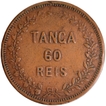 Copper Sixty Reis Coin of Luiz I of Colonial Coinage of Indo Portuguese.